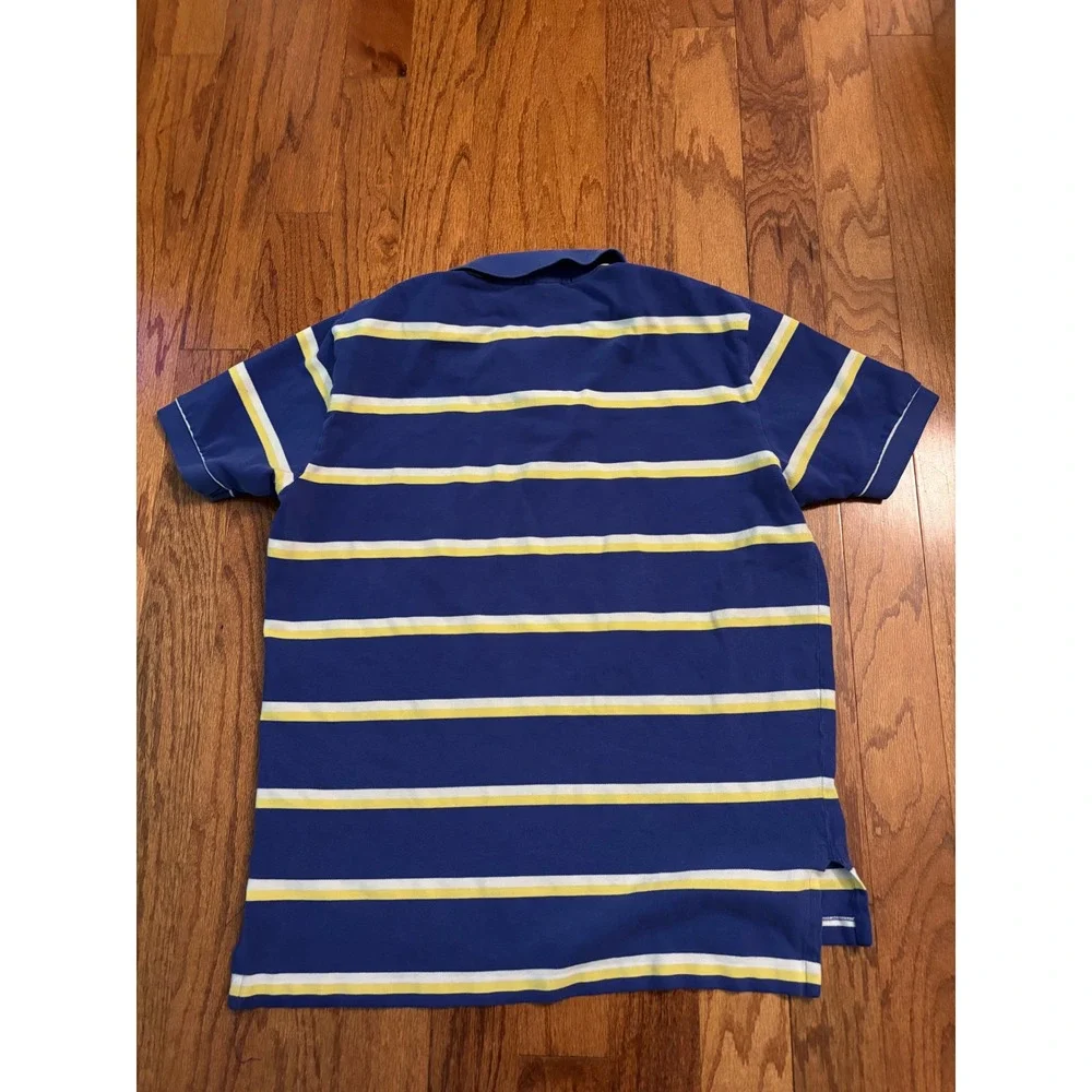 Polo by‎ Ralph Lauren Blue, Yellow, and White Striped Polo Size Large